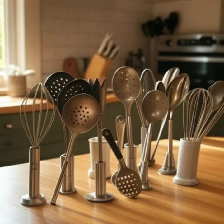 Premium keukengerei van CookVeesta gestyled in een warme, hedendaagse Nederlandse keuken.